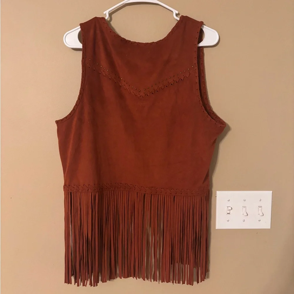 Coastal Cowgirl Fringe Vest Western Rodeo Faux Suede Layering Boho XXL